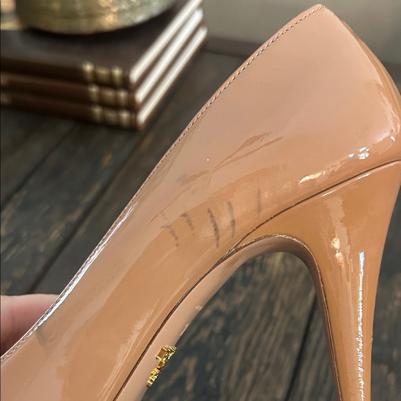 Prada Women's Nude Peep-Toe Heels - Picture 2 of 9
